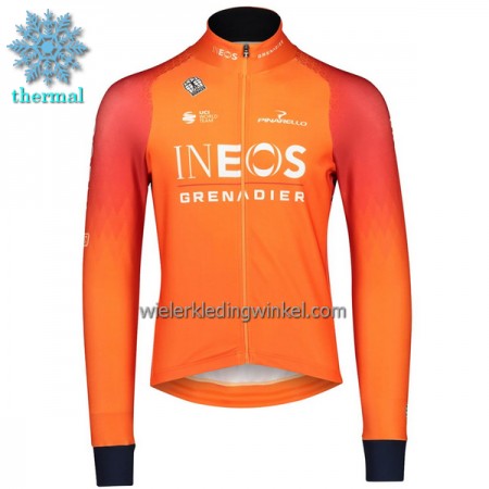 Wielershirt 2022 INEOS Grenadiers Lange Mouw Winter Thermal Fleece Oranje